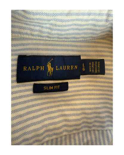 Polo Ralph Lauren Oxfordhemd Bluse hellblau weiß gestreift Größe L