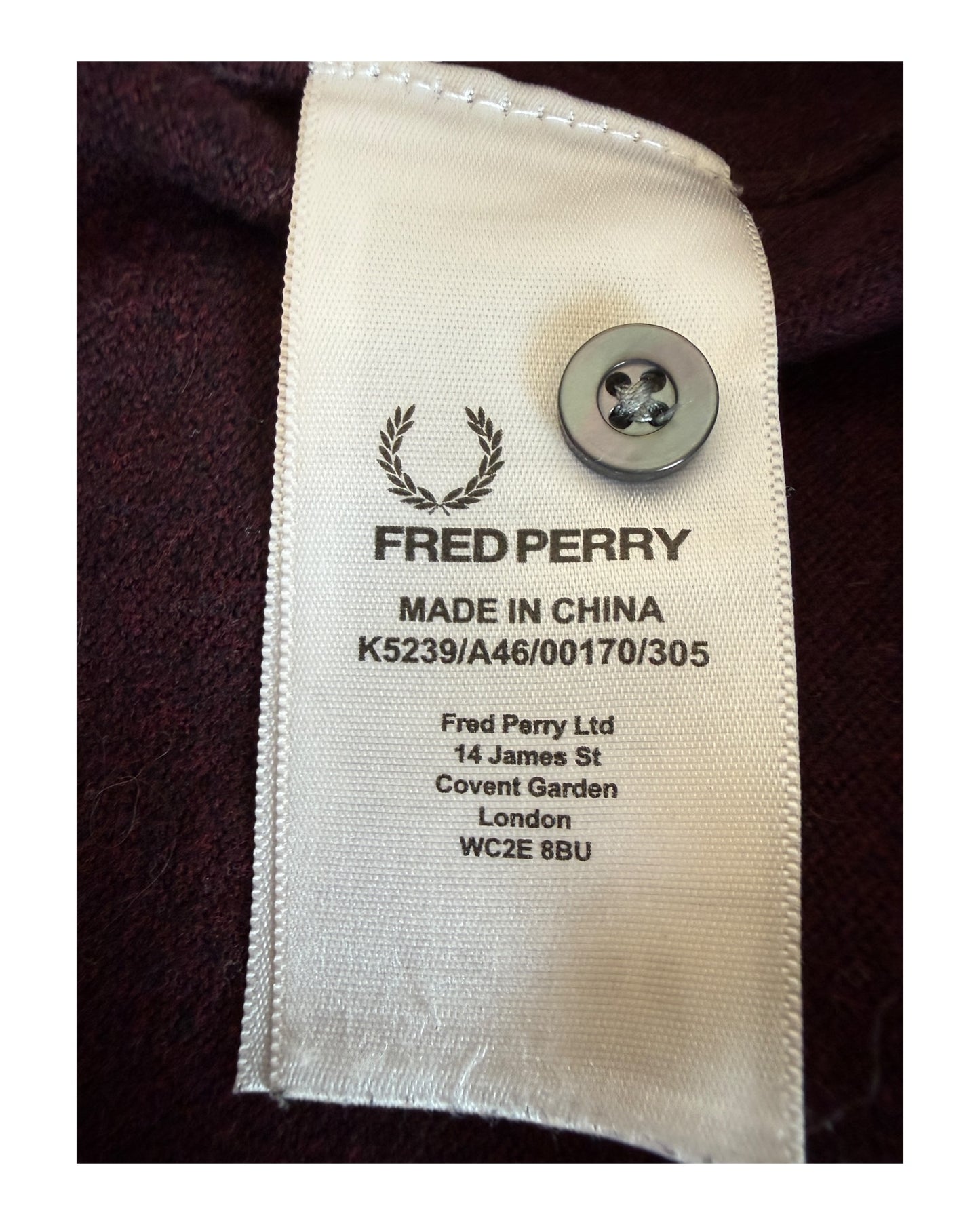 Fred Perry Poloshirt bordeauxrot Größe M