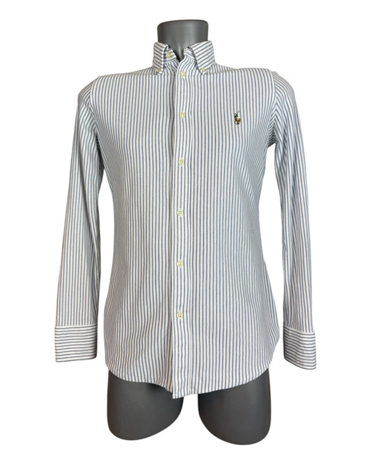 Polo Ralph Lauren Knit Oxford Bluse hellblau weiß gestreift Größe M