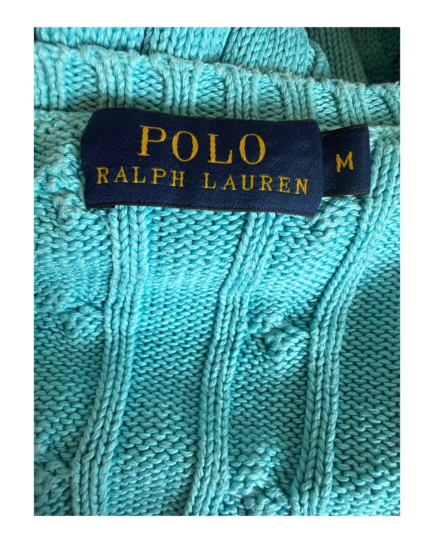 Polo Ralph Lauren Zopfmuster Pullover hellblau Größe M