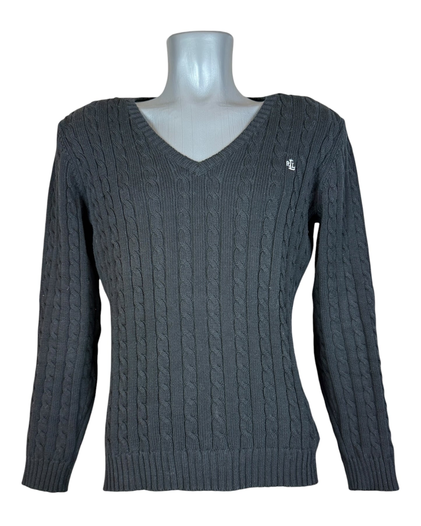 Polo Ralph Lauren Zopfmuster Pullover schwarz Größe M