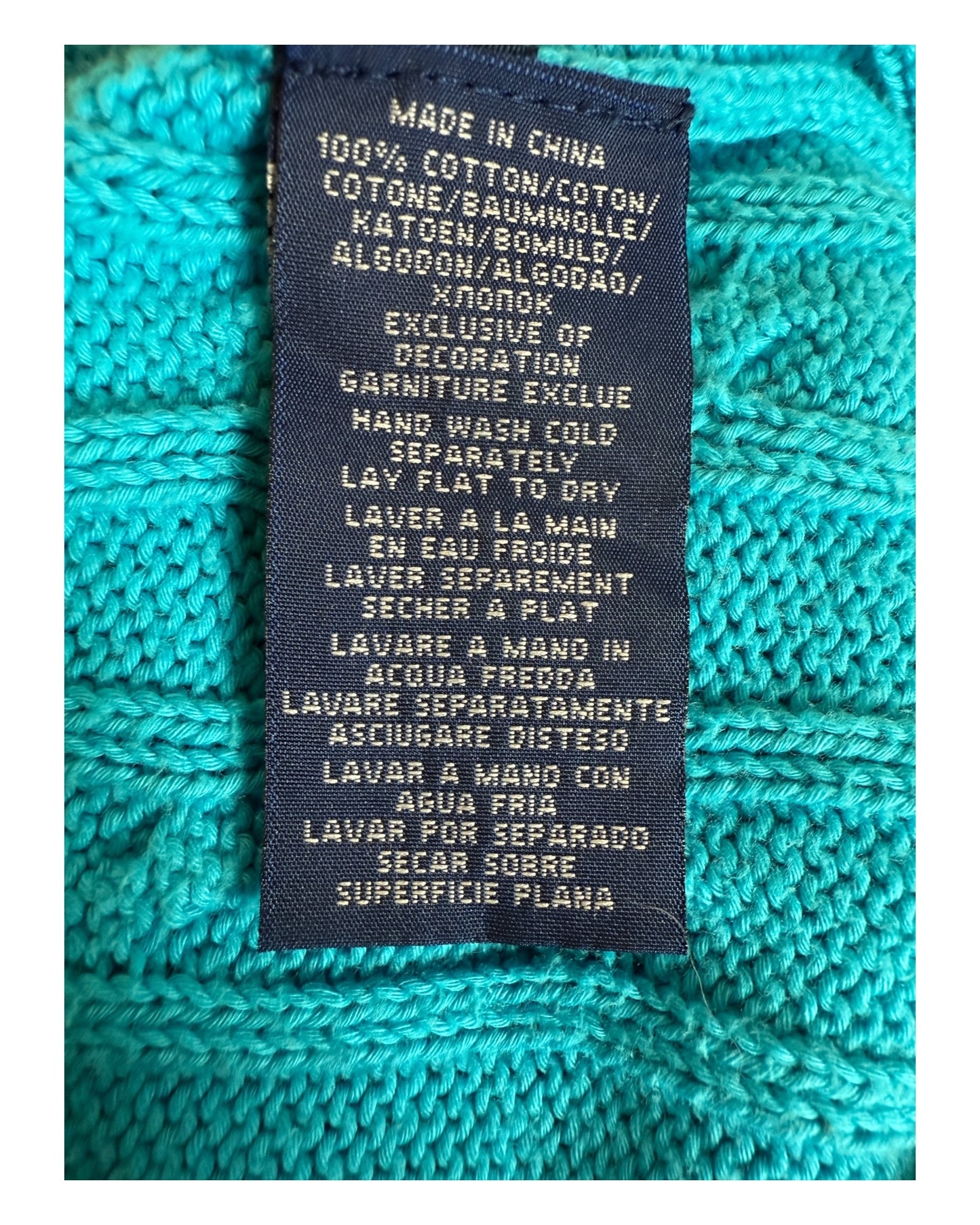 Polo Ralph Lauren Zopfmuster Pullover türkis Größe M