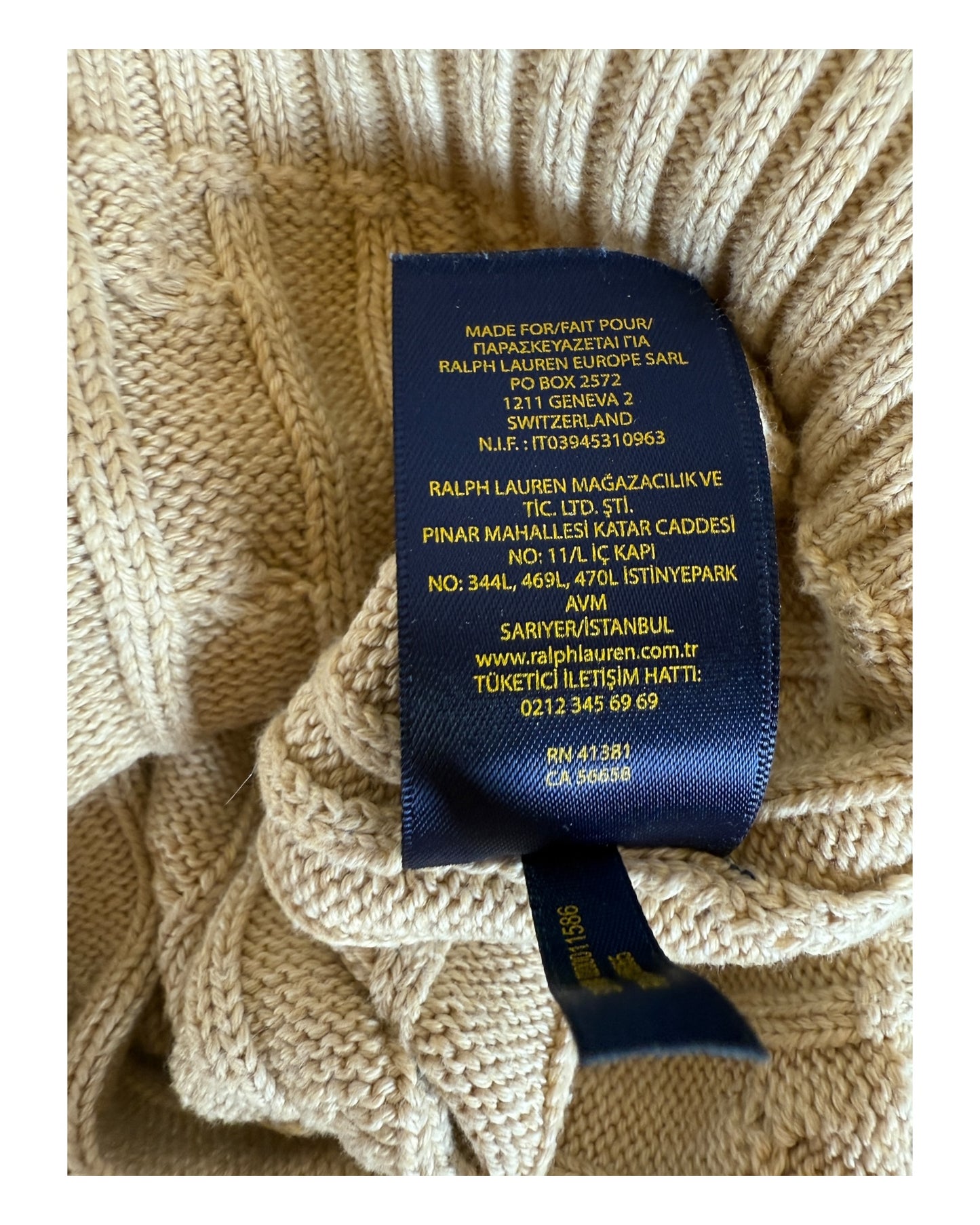 Polo Ralph Lauren Zopfmuster Pullover beige Größe S