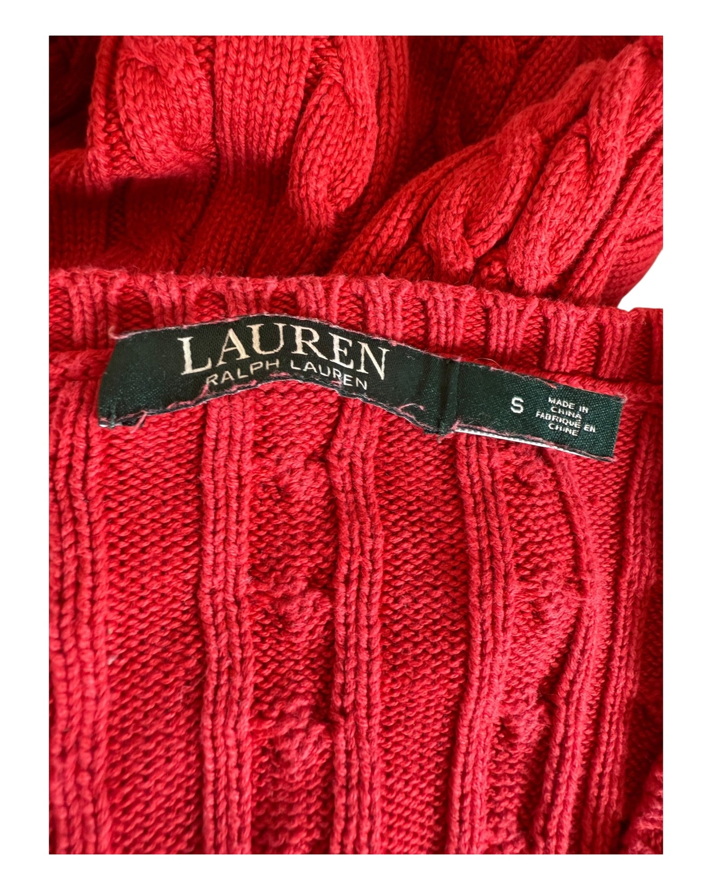 Polo Ralph Lauren Zopfmuster Pullover rot Größe S