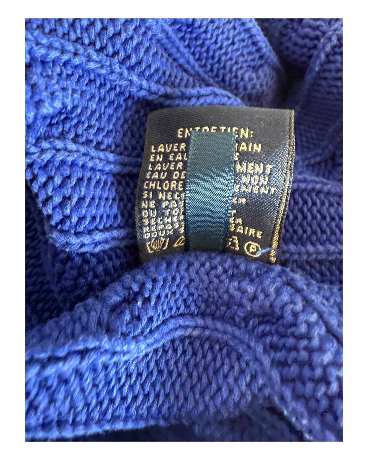 Polo Ralph Lauren Zopfmuster Pullover royalblau Größe M