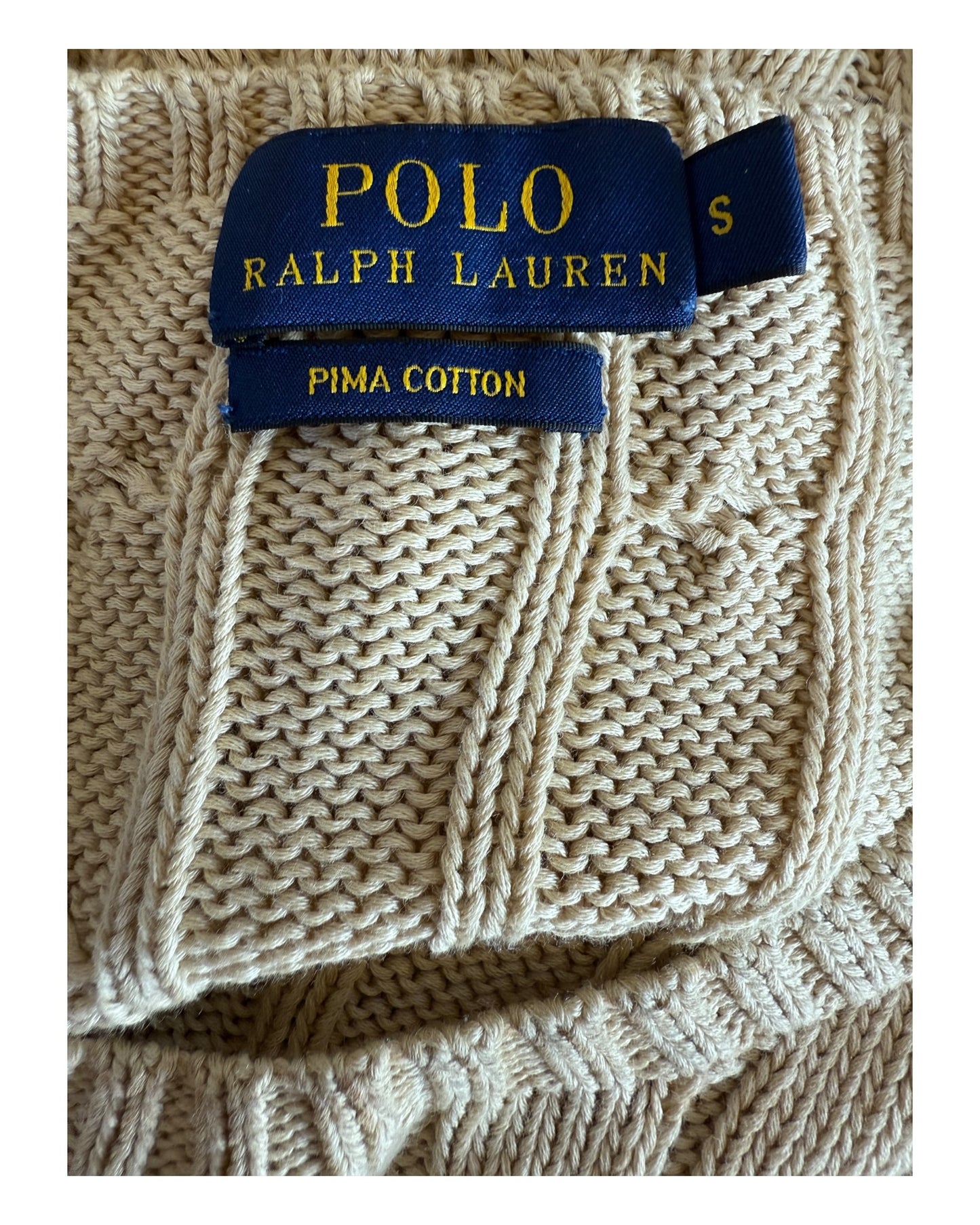 Polo Ralph Lauren Zopfmuster Pullover beige Größe S