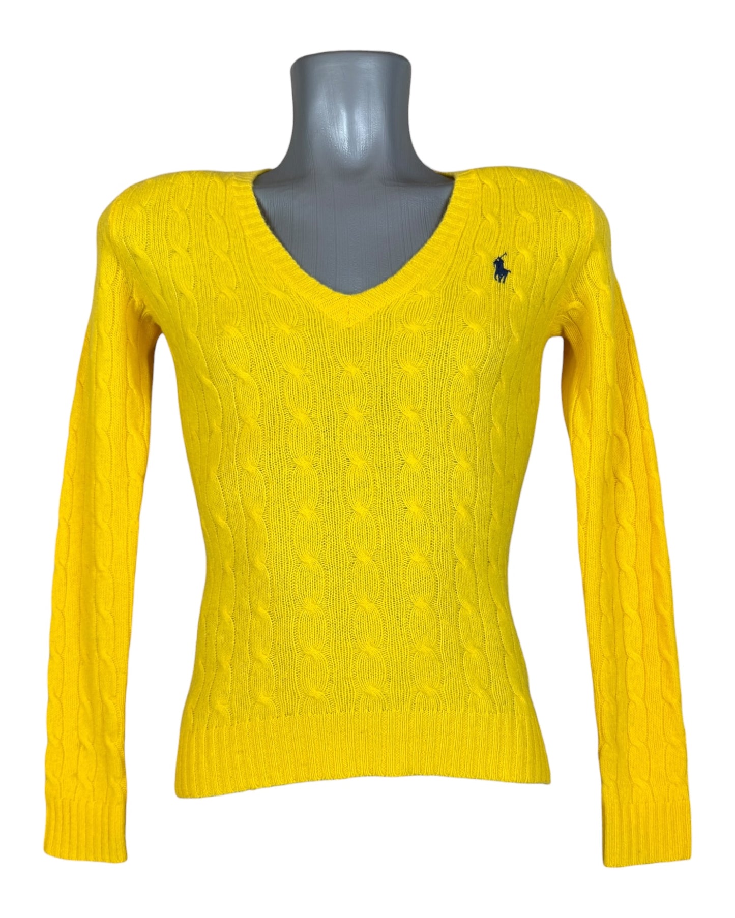 Polo Ralph Lauren Zopfmuster Pullover gelb Größe S