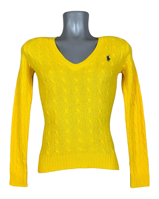 Polo Ralph Lauren Zopfmuster Pullover gelb Größe S