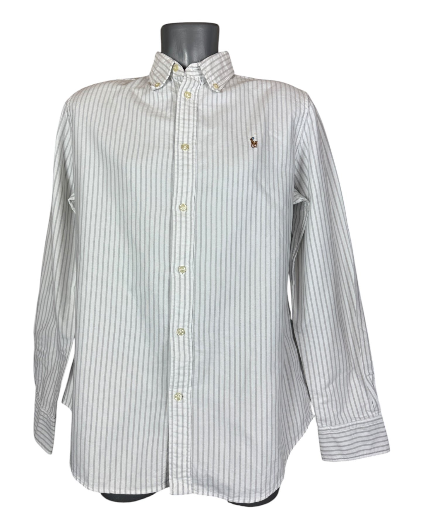 Polo Ralph Lauren Oxford Bluse grau weiß gestreift Größe L
