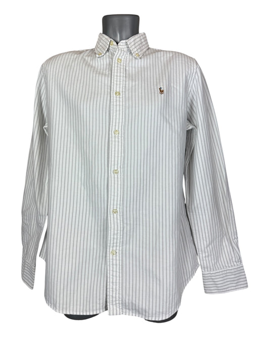 Polo Ralph Lauren Oxford Bluse grau weiß gestreift Größe L