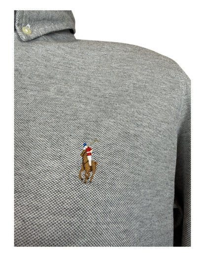 Polo Ralph Lauren Knit Oxford Bluse grau Größe L