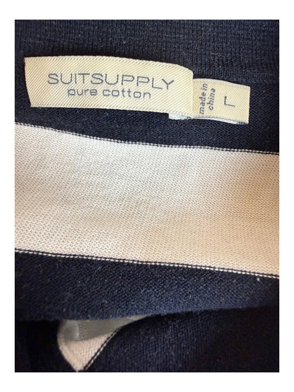 Suit Supply Poloshirt schwarz weiß gestreift Größe L