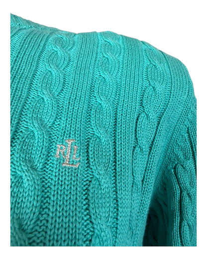 Polo Ralph Lauren Zopfmuster Pullover türkis Größe M