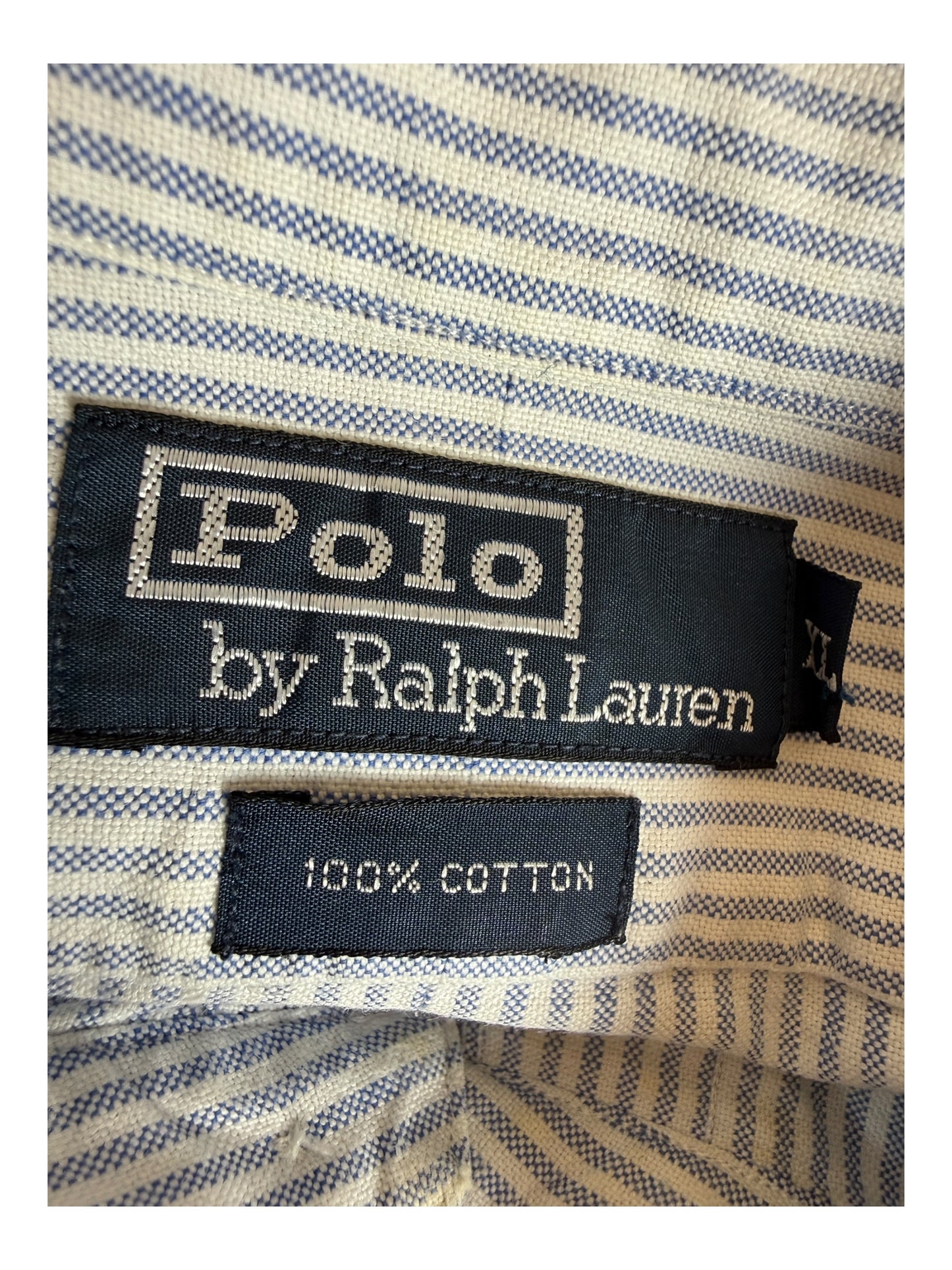 Polo Ralph Lauren Kurzarm Oxfordhemd hellblau weiß gestreift Größe XL