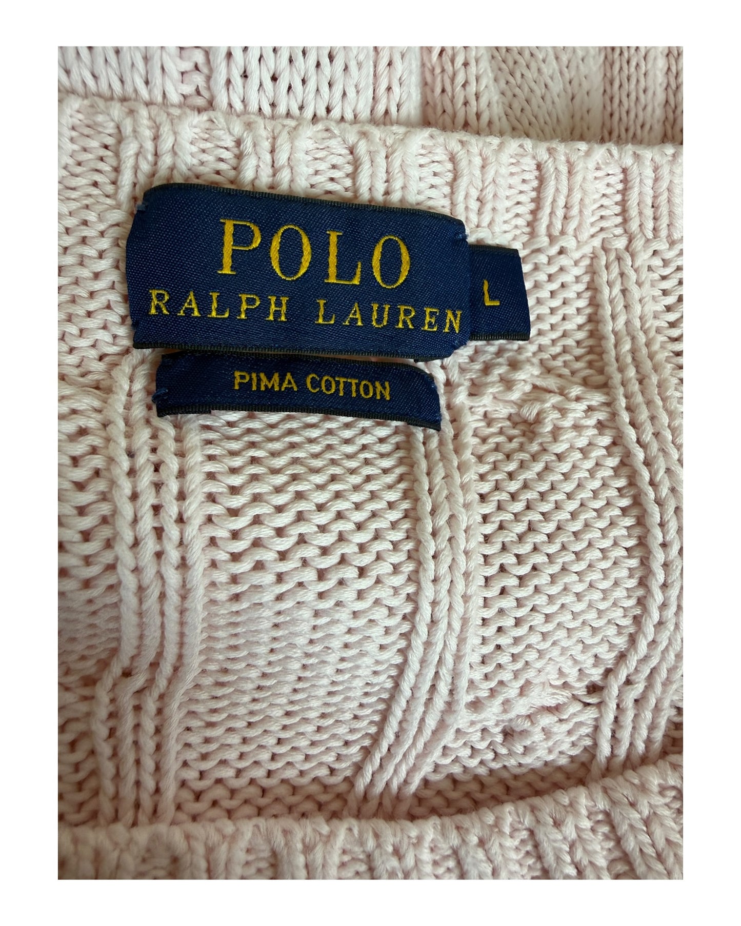 Polo Ralph Lauren Zopfmuster Pullover rosa Größe L