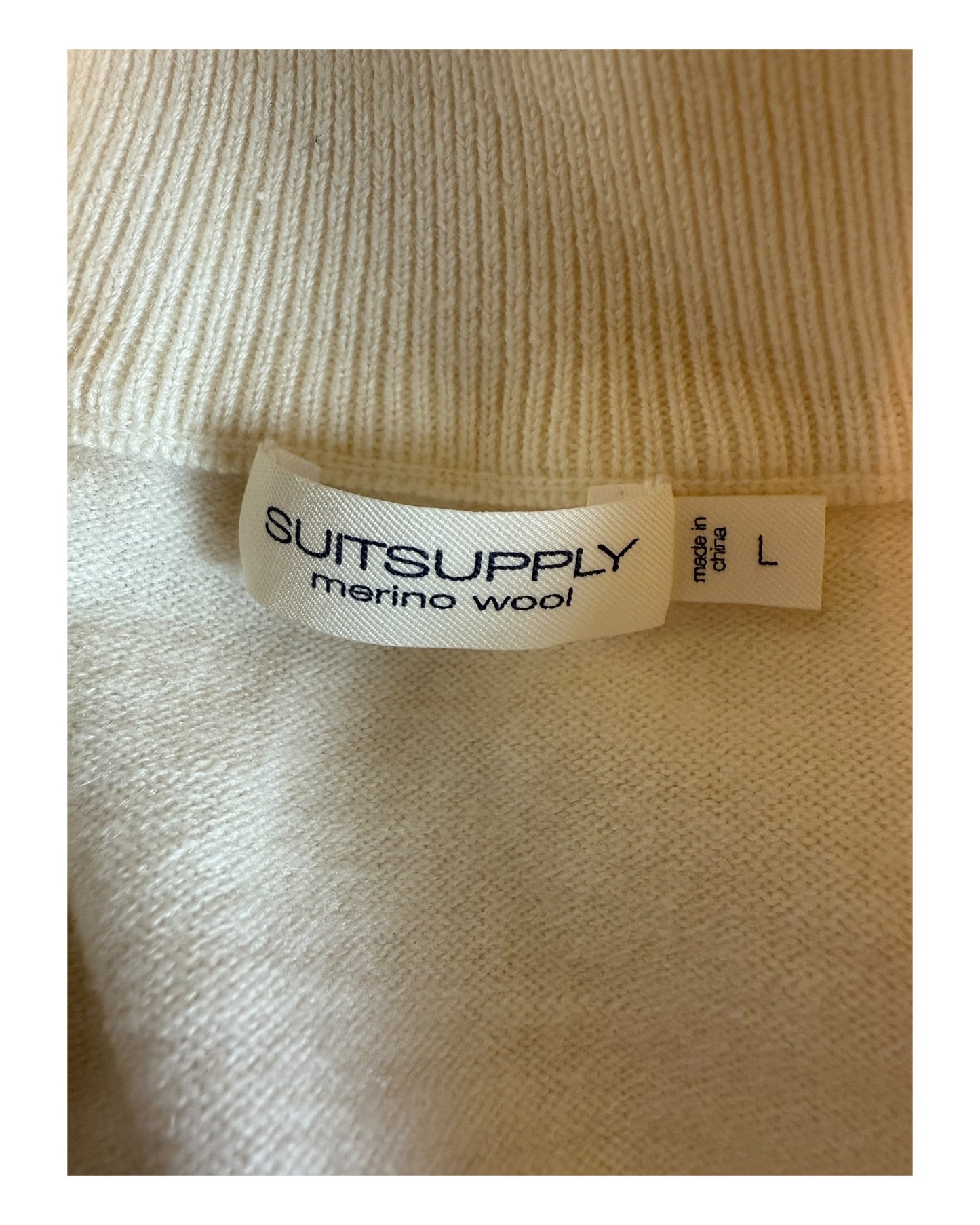 SuitSupply Half Zip Pullover creme Größe L