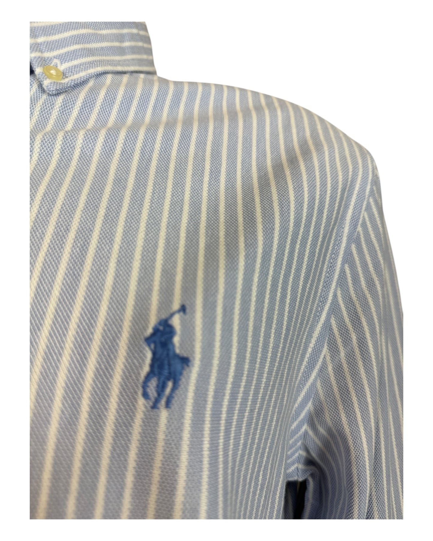 Polo Ralph Lauren Knit Oxfordhemd hellblau weiß gestreift Größe M