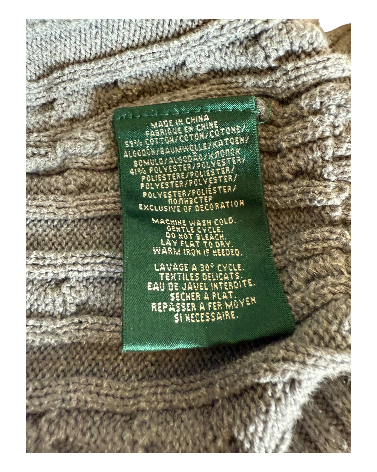 Polo Ralph Lauren Zopfmuster Pullover grau Größe S
