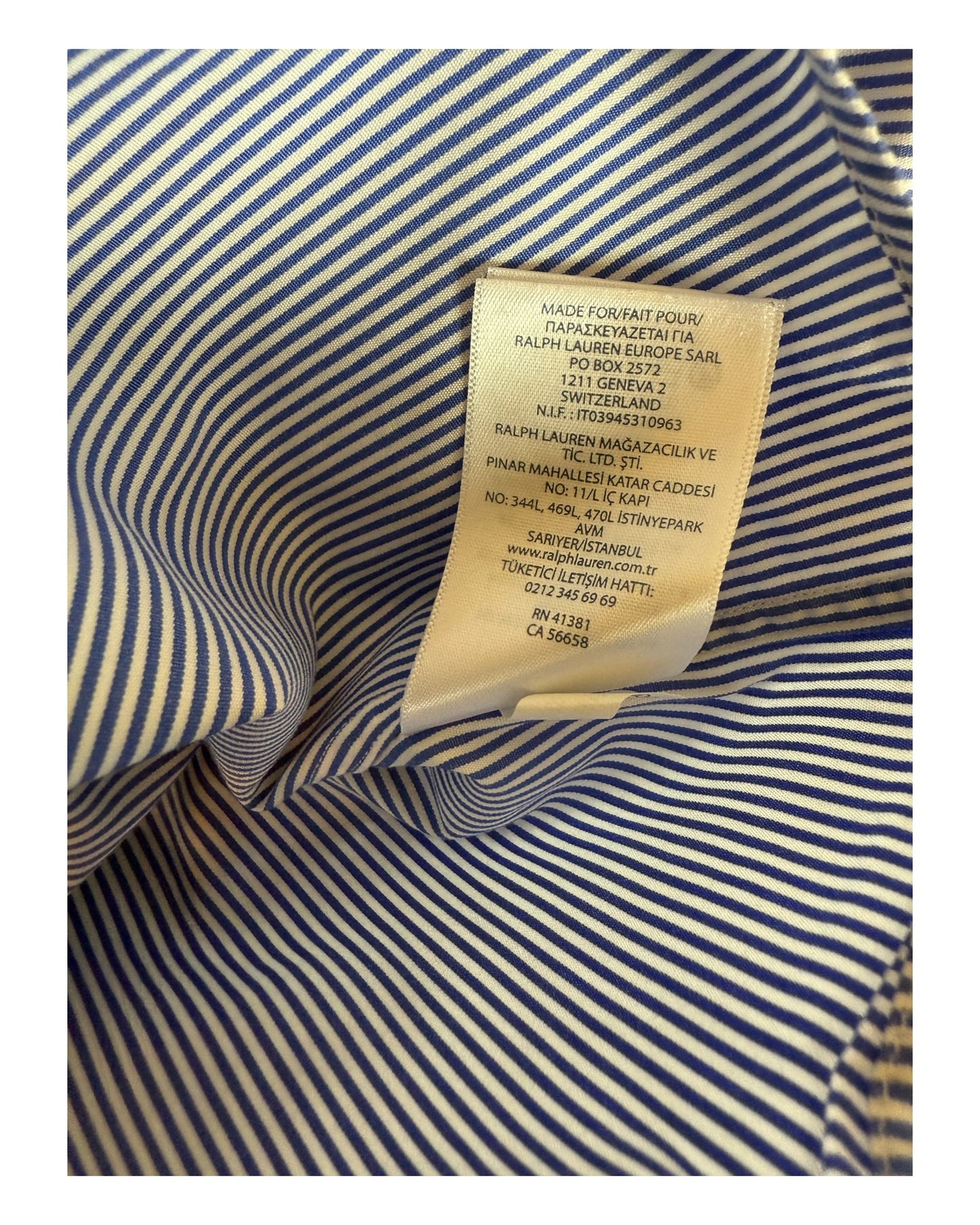 Polo Ralph Lauren Hemd blau weiß gestreift Größe L
