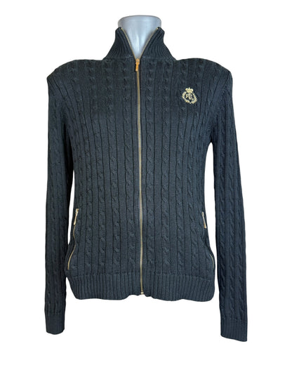 Polo Ralph Lauren Zopfmuster Strickjacke schwarz Größe M