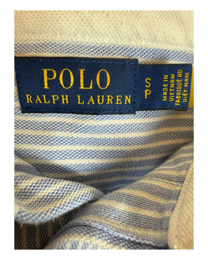 Polo Ralph Lauren Knit Oxford Bluse hellblau weiß gestreift Größe M