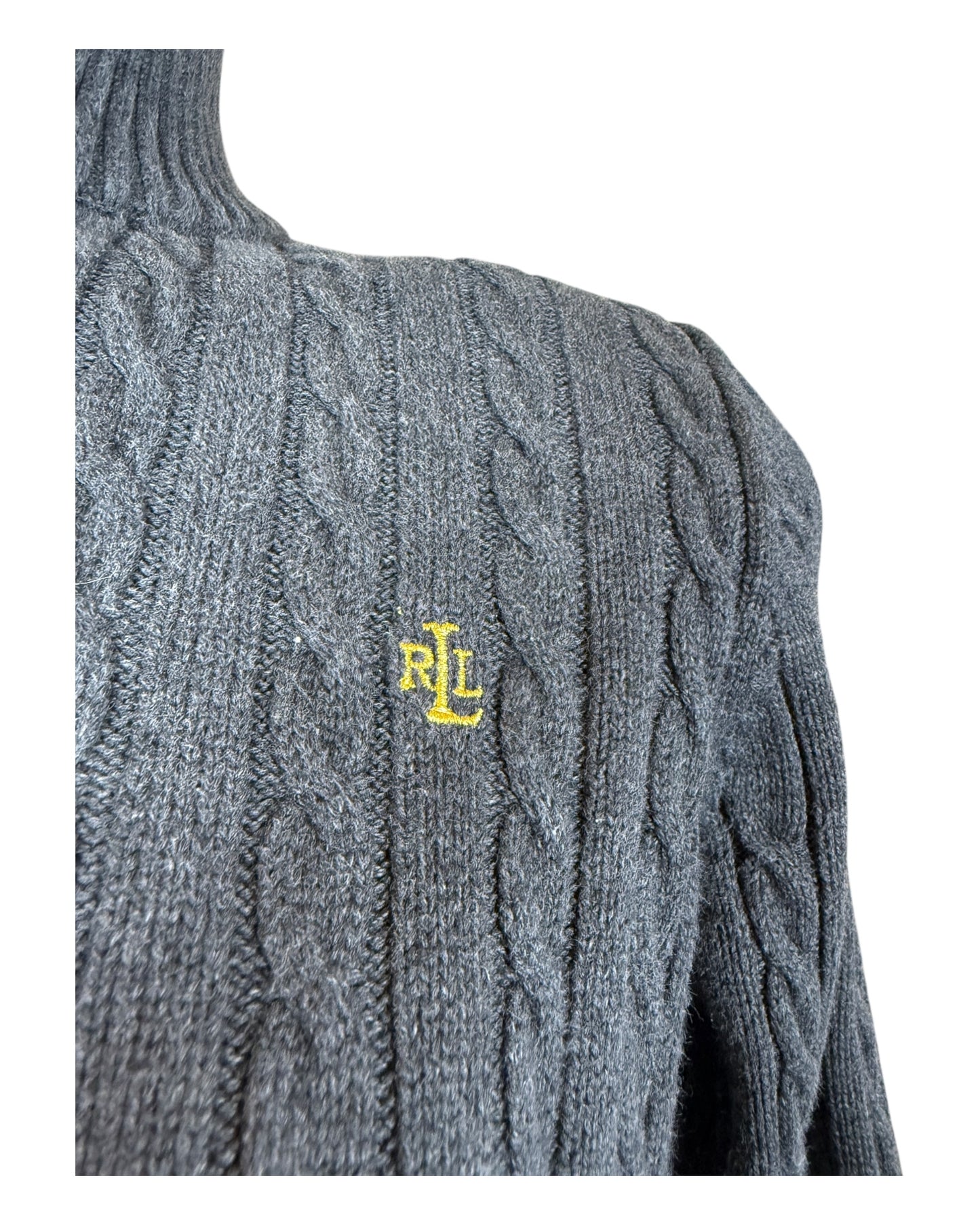 Polo Ralph Lauren Zopfmuster Strickjacke grau Größe S