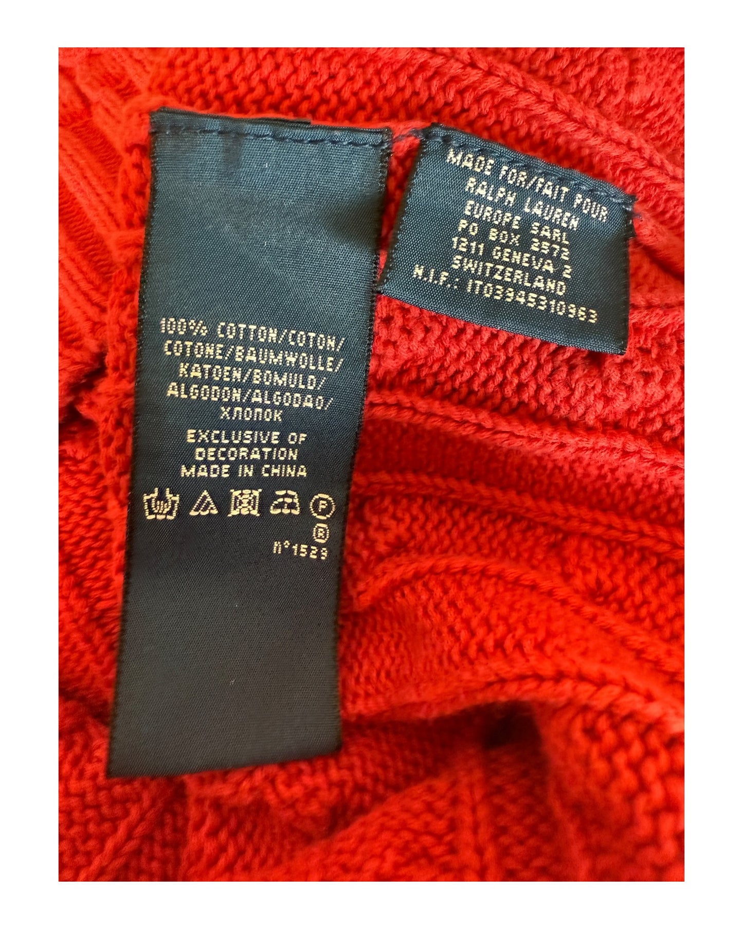 Polo Ralph Lauren Zopfmuster Pullover rot Größe S