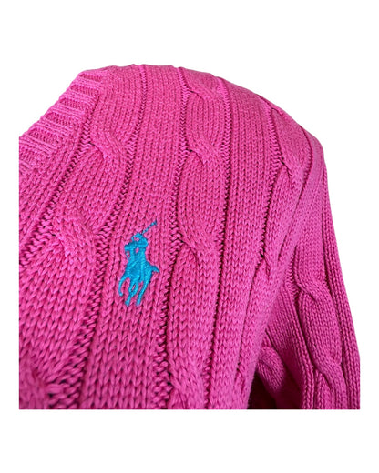Polo Ralph Lauren Zopfmuster Pullover pink Größe M