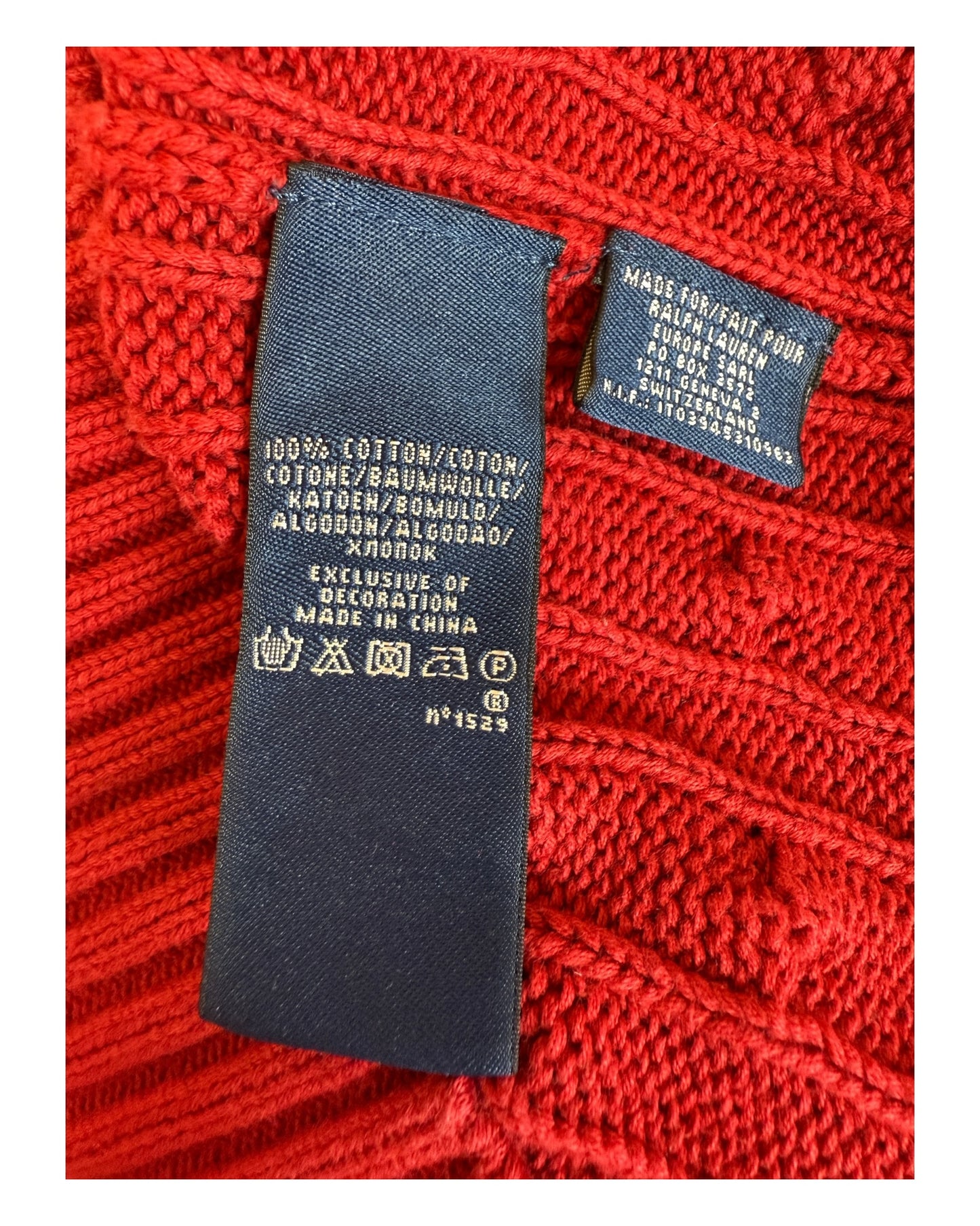 Polo Ralph Lauren Zopfmuster Pullover rot Größe S