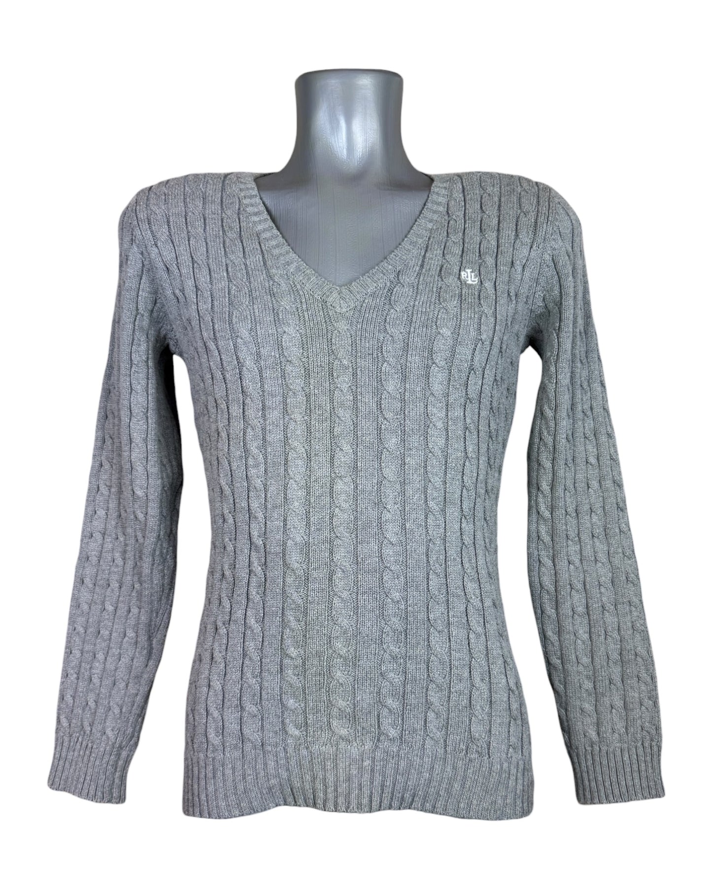 Polo Ralph Lauren Zopfmuster Pullover grau Größe S