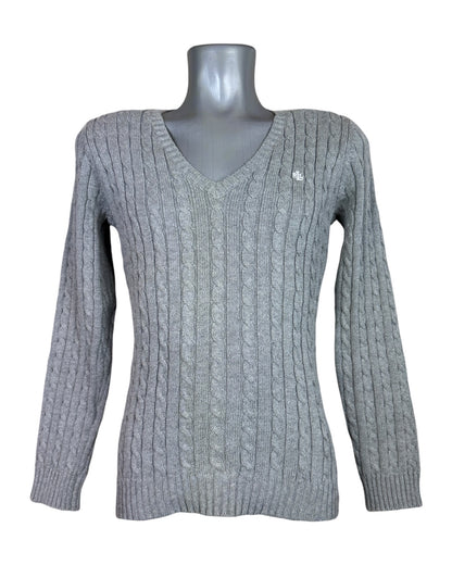 Polo Ralph Lauren Zopfmuster Pullover grau Größe S