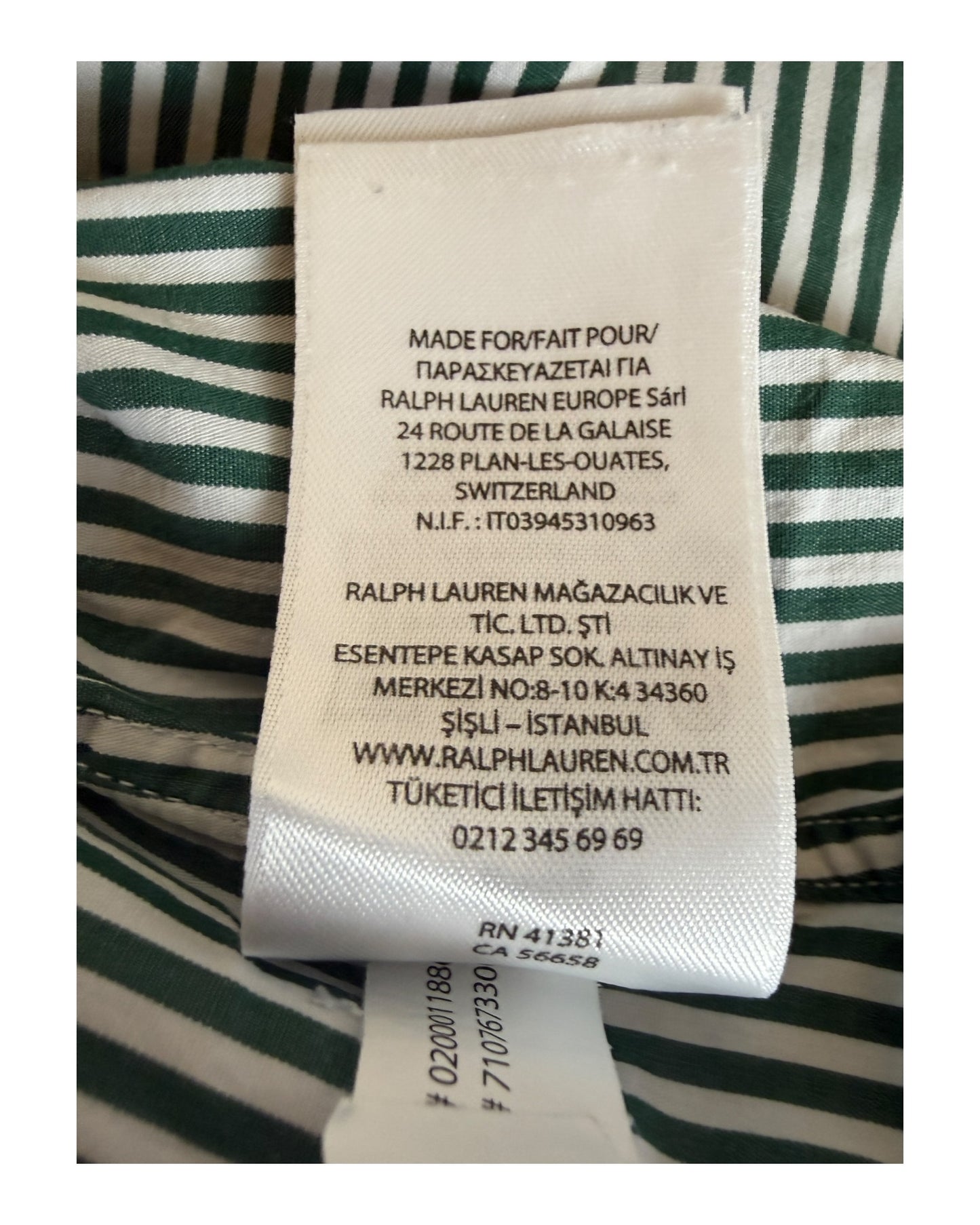 Polo Ralph Lauren Hemd grün weiß gestreift Größe M