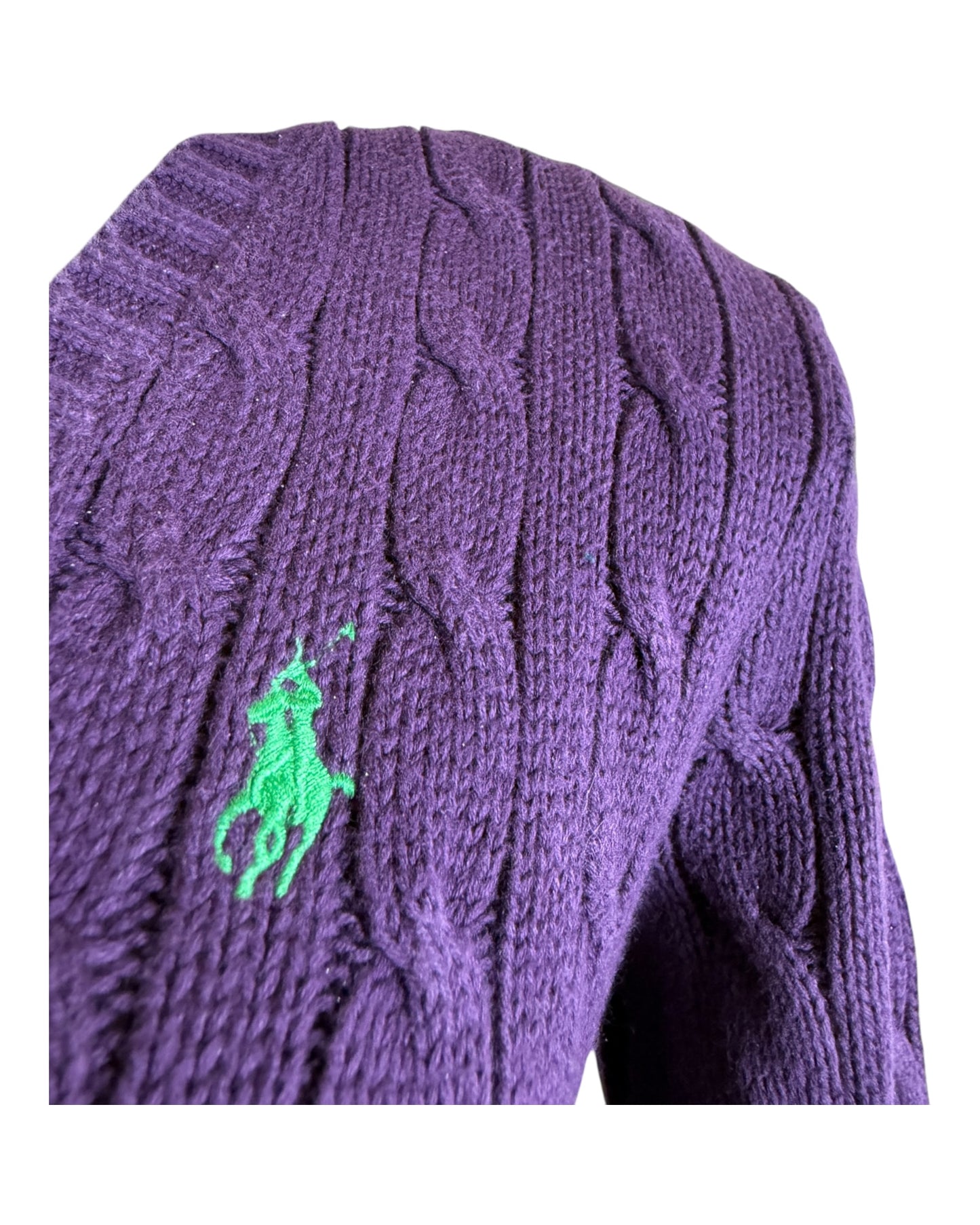 Polo Ralph Lauren Zopfmuster Pullover lila Größe M