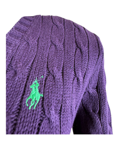 Polo Ralph Lauren Zopfmuster Pullover lila Größe M