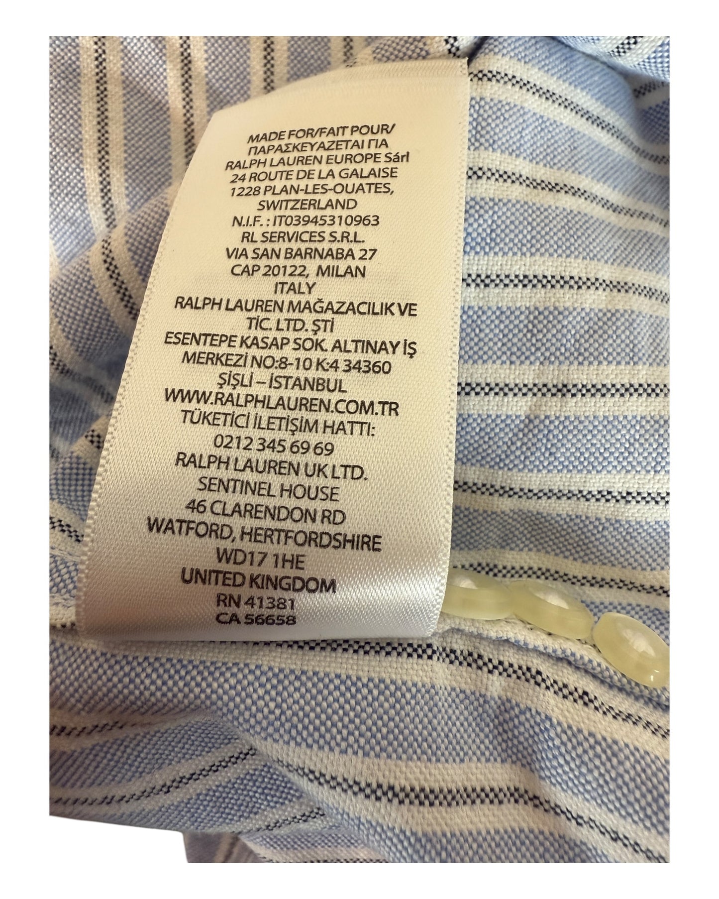 Polo Ralph Lauren Oxfordhemd hellblau weiß gestreift Größe M