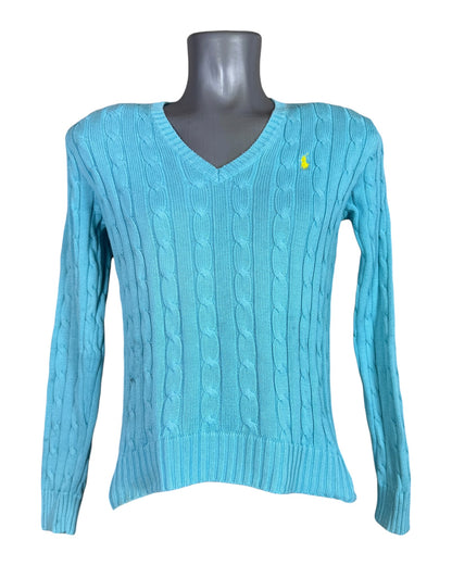 Polo Ralph Lauren Zopfmuster Pullover hellblau Größe M
