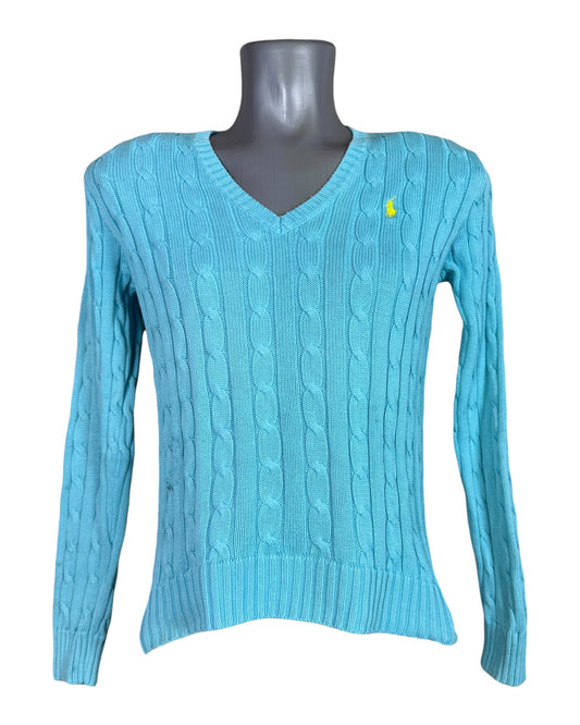 Polo Ralph Lauren Zopfmuster Pullover hellblau Größe M
