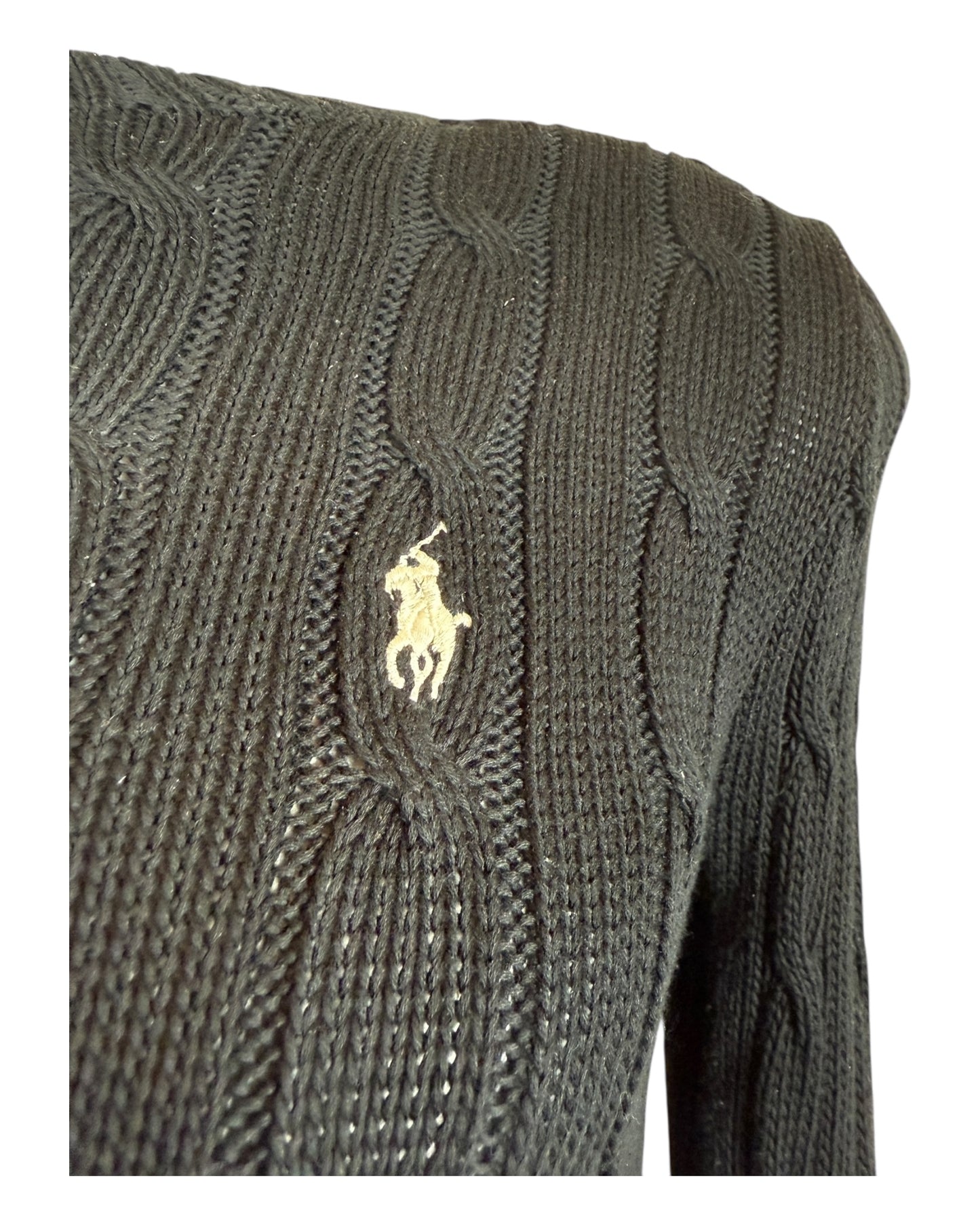 Polo Ralph Lauren Zopfmuster Pullover schwarz Größe S