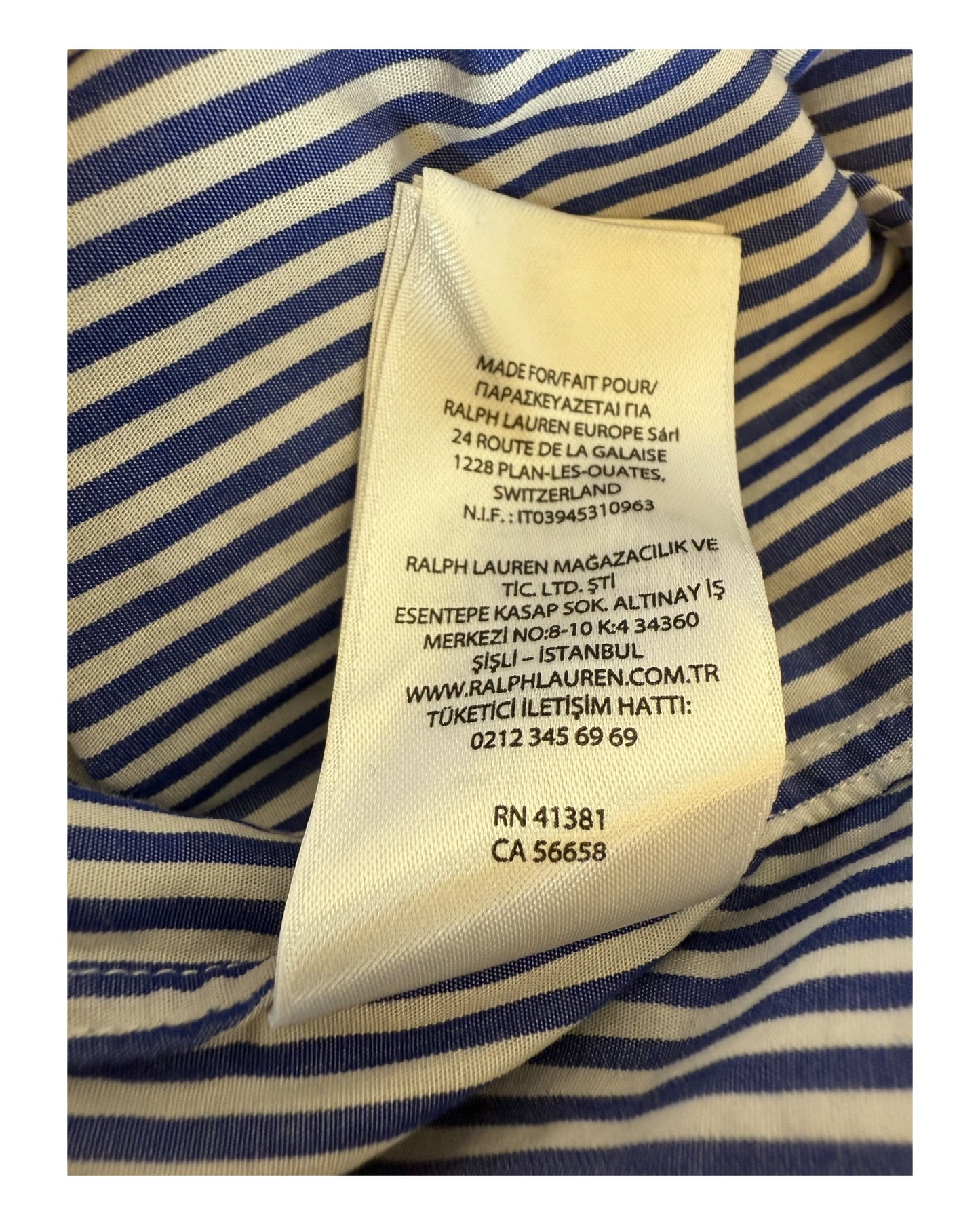 Polo Ralph Lauren Hemd blau weiß gestreift Größe M