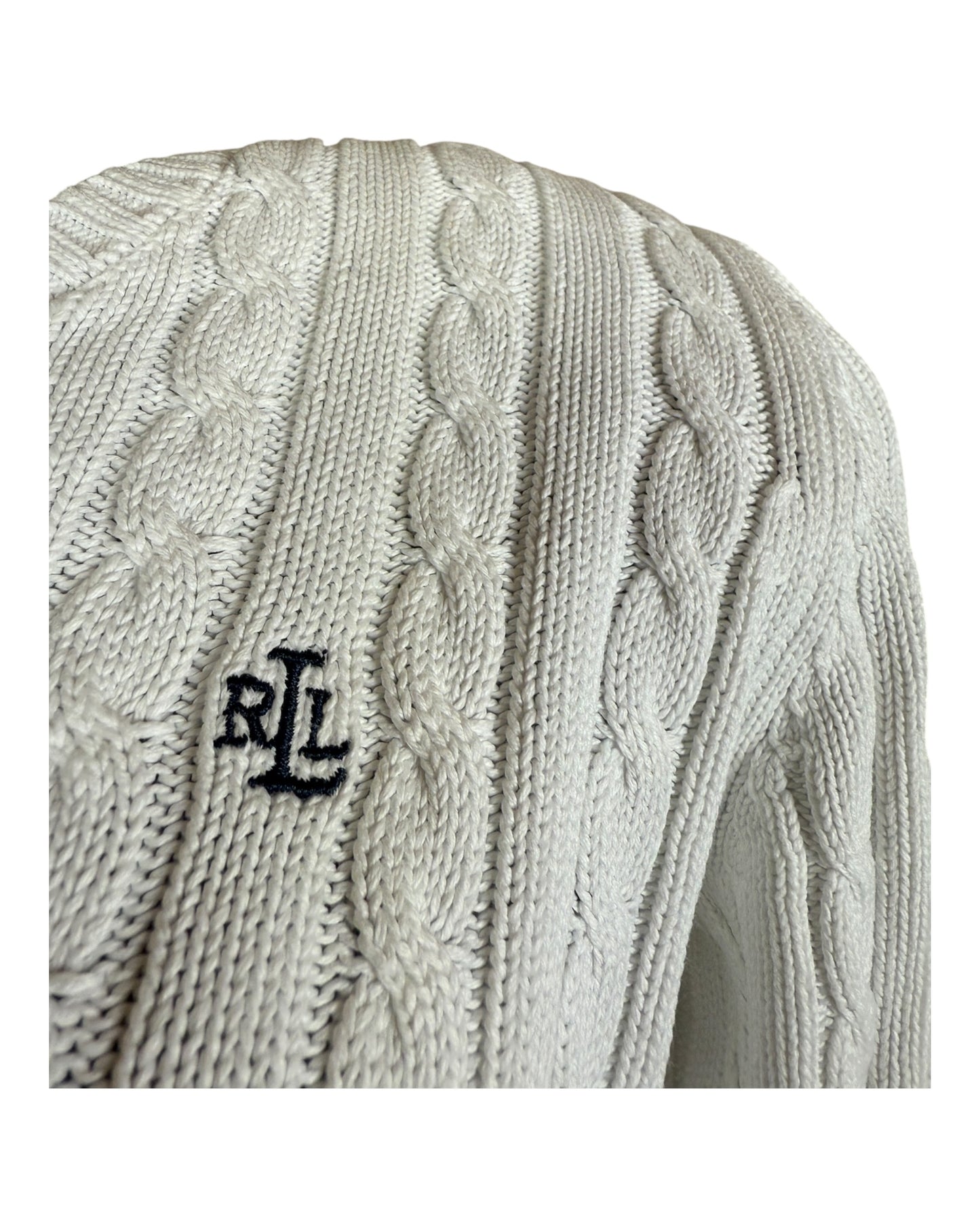 Polo Ralph Lauren Zopfmuster Pullover weiß Größe S
