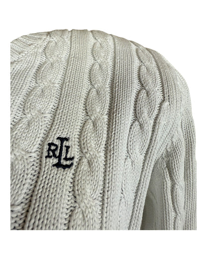 Polo Ralph Lauren Zopfmuster Pullover weiß Größe S