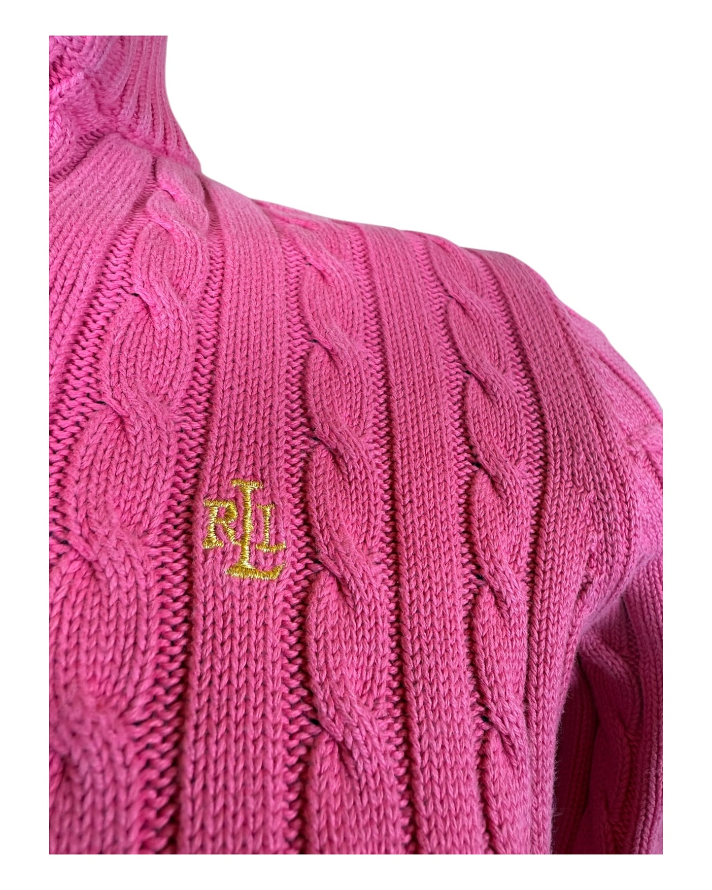 Polo Ralph Lauren Zopfmuster Strickjacke rosa Größe S