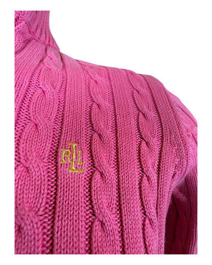 Polo Ralph Lauren Zopfmuster Strickjacke rosa Größe S