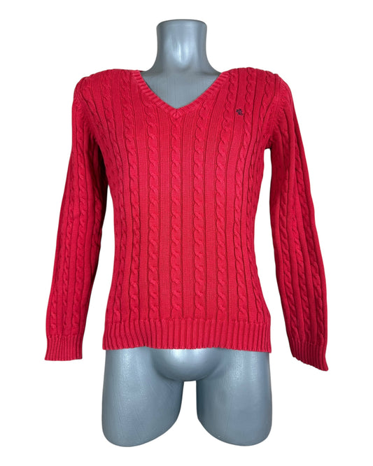 Polo Ralph Lauren Zopfmuster Pullover rot Größe S