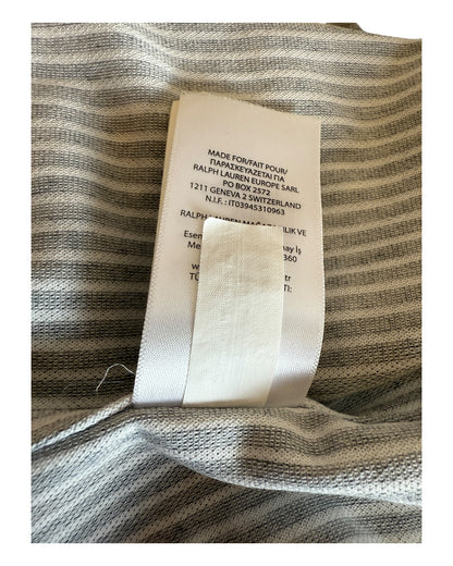 Polo Ralph Lauren Knit Oxford Bluse grau weiß gestreift Größe L