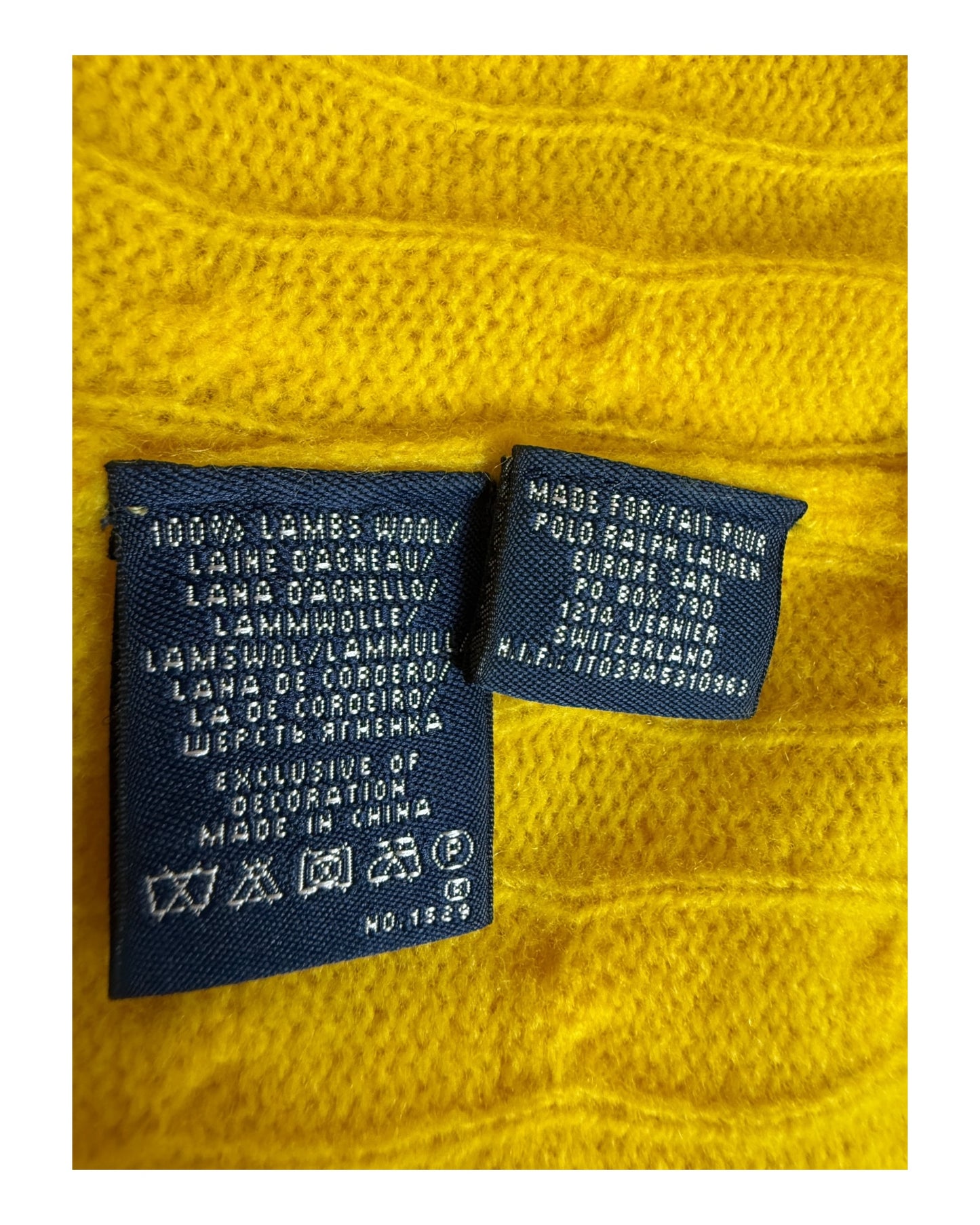 Polo Ralph Lauren Zopfmuster Pullover gelb Größe S