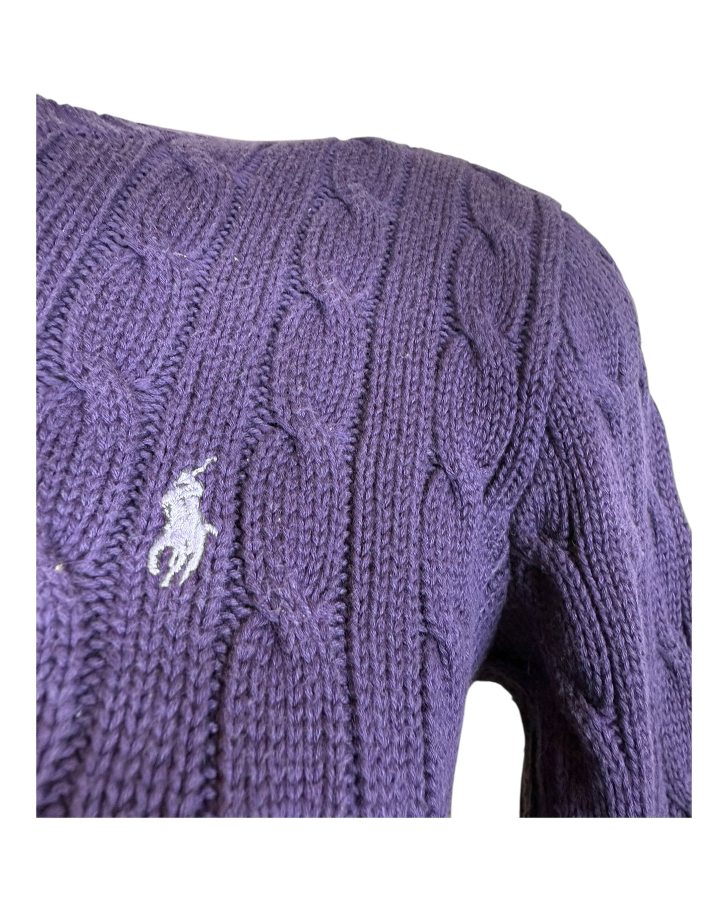 Polo Ralph Lauren Zopfmuster Pullover lila Größe M