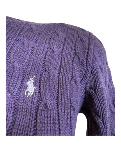 Polo Ralph Lauren Zopfmuster Pullover lila Größe M