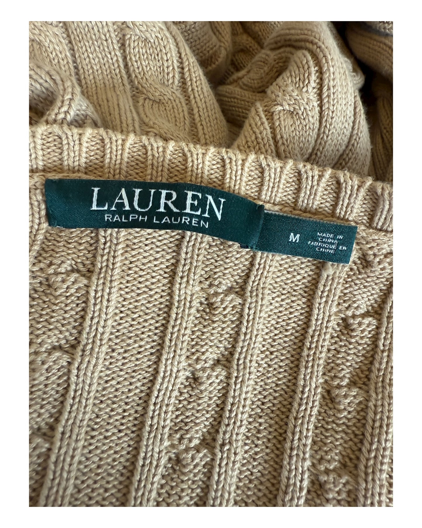 Polo Ralph Lauren Zopfmuster Pullover beige Größe M