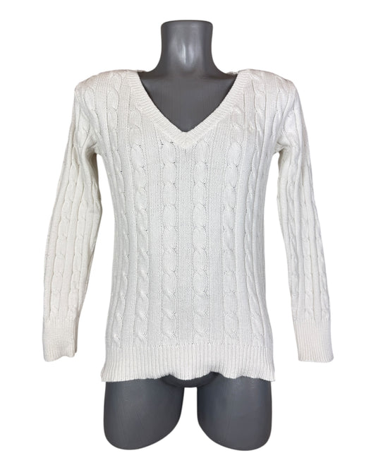 Polo Ralph Lauren Zopfmuster Pullover weiß Größe M